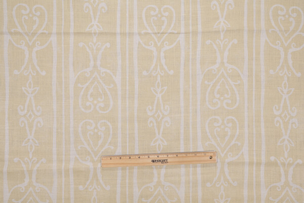 Maggie Du Segura Printed Linen Drapery Fabric in Straw for Dandelion Designs