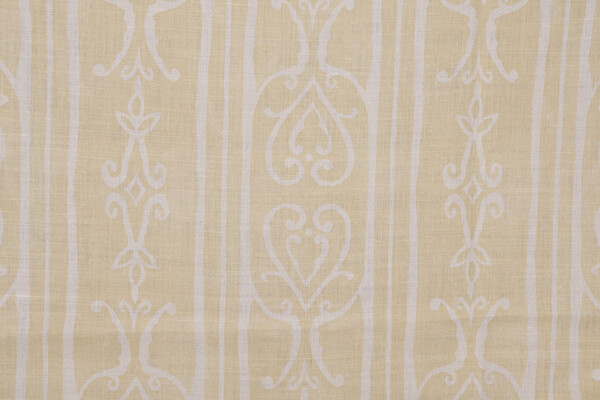 Maggie Du Segura Printed Linen Drapery Fabric in Straw for Dandelion Designs