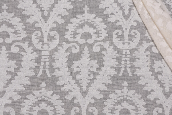 Belgian Heart Sheer Lace Drapery Fabric in Natural