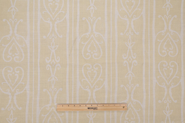 Maggie Du Segura Printed Linen Drapery Fabric in Straw for Dandelion Designs