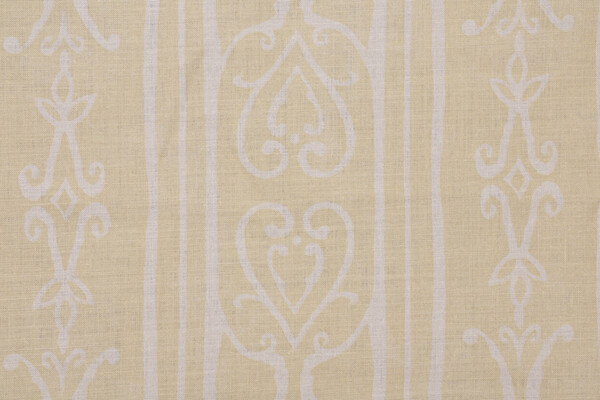 Maggie Du Segura Printed Linen Drapery Fabric in Straw for Dandelion Designs