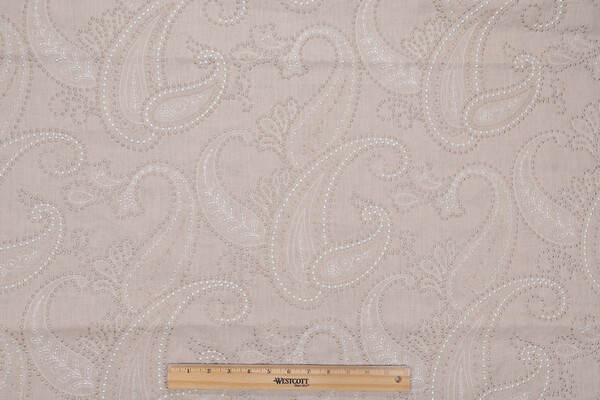 Vivian Embroidered Drapery Fabric in Natural
