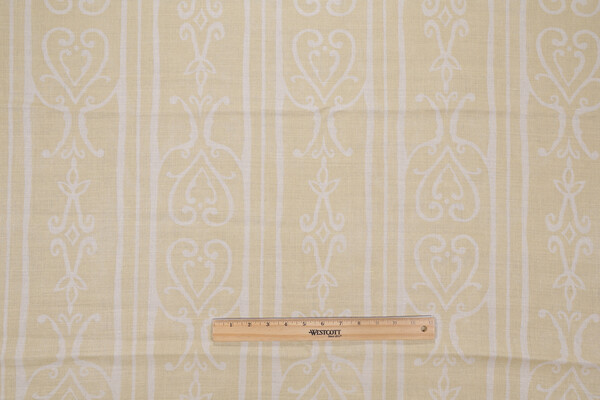 Maggie Du Segura Printed Linen Drapery Fabric in Straw for Dandelion Designs