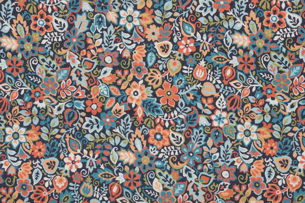 Milly Printed Cotton Drapery Fabric in Blue