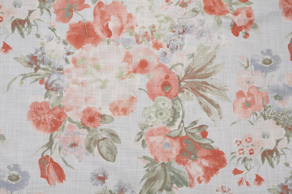 PK Lifestyles Midsummer Day Printed Cotton Drapery Fabric in Melon 