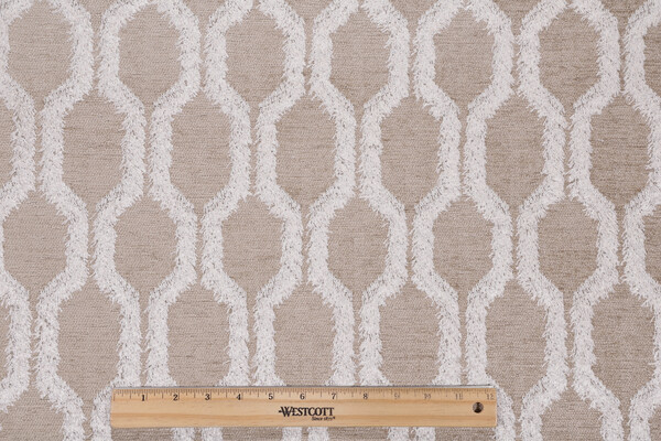Hilary Farr Fringe Benefits Woven Chenille Upholstery Fabric in 196-Linen for Covington 