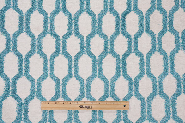 Hilary Farr Fringe Benefits Woven Chenille Upholstery Fabric in 596-Teal for Covington 