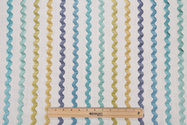 Covington Samba Embroidered Drapery Fabric in 548-Isle Waters 