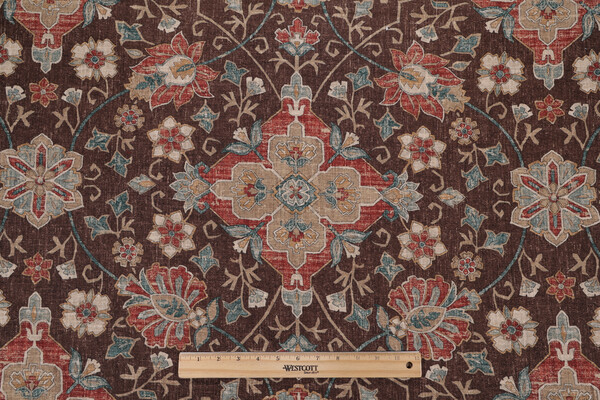 Sample of Covington Bettina Printed Linen Blend Drapery Fabric in 663-Espresso 