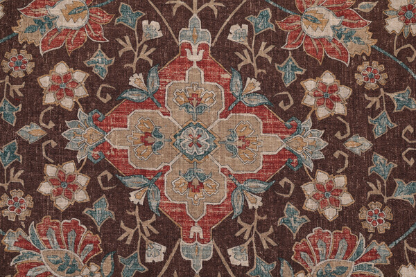 Sample of Covington Bettina Printed Linen Blend Drapery Fabric in 663-Espresso 