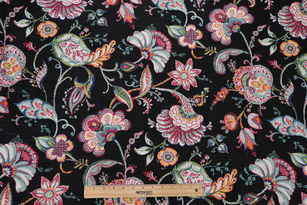 Covington Wedgewood Printed Linen Blend Drapery Fabric in 99-Onyx 