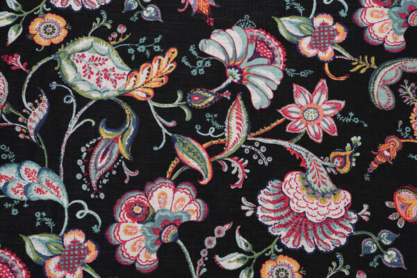 Covington Wedgewood Printed Linen Blend Drapery Fabric in 99-Onyx 