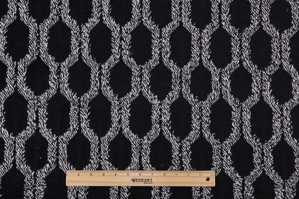 Sample of Hilary Farr Fringe Benefits Woven Chenille Upholstery Fabric in 99-Onyx for Covington 