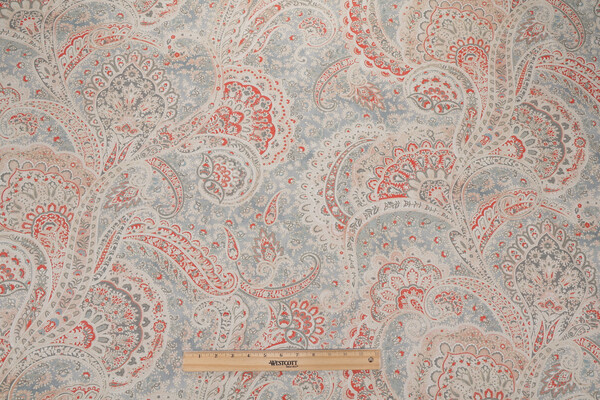 PK Lifestyles Sultan&#39;s Paisley Printed Cotton Twill Drapery Fabric in Ember 