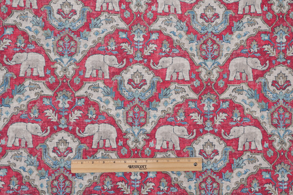 Sample of Covington Loxodonta Printed Linen Blend Drapery Fabric in 308-Vintage Rose 