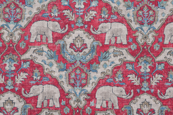 Sample of Covington Loxodonta Printed Linen Blend Drapery Fabric in 308-Vintage Rose 