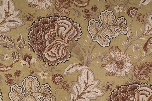 Microfibres Meadow Lark Printed Linen Blend Drapery Fabric in Leaf