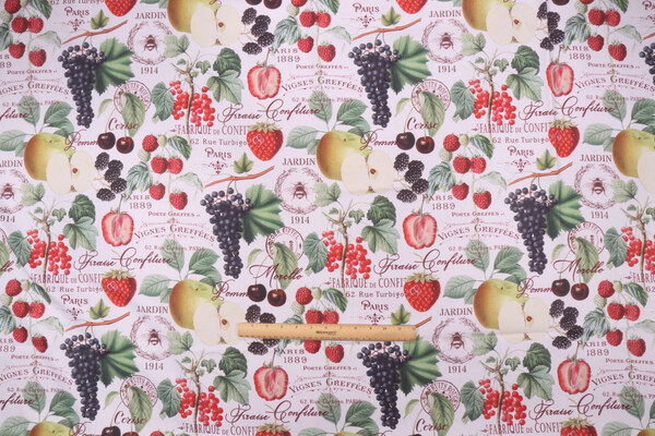 Stof France Groseille Printed Cotton Twill Drapery Fabric in Multicolore