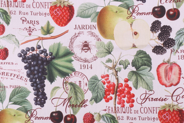 Stof France Groseille Printed Cotton Twill Drapery Fabric in Multicolore