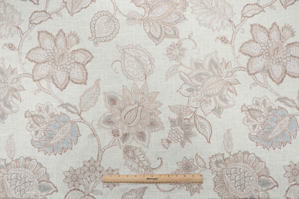 Belle Maison Celine Printed Linen Blend Drapery Fabric in Natural
