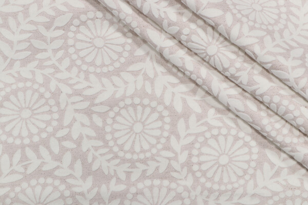 PK Lifestyles Flock Botanical Flocked Decorator Fabric in Ivory