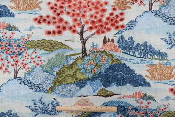 Swavelle/Mill Creek Yuhua-Marvy Printed Cotton Drapery Fabric in Coral