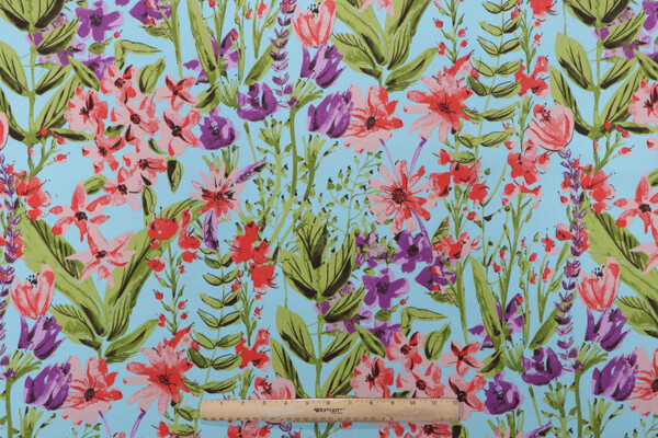 Terrasol - Gloria Printed Polyester Outdoor Fabric in Aqua
