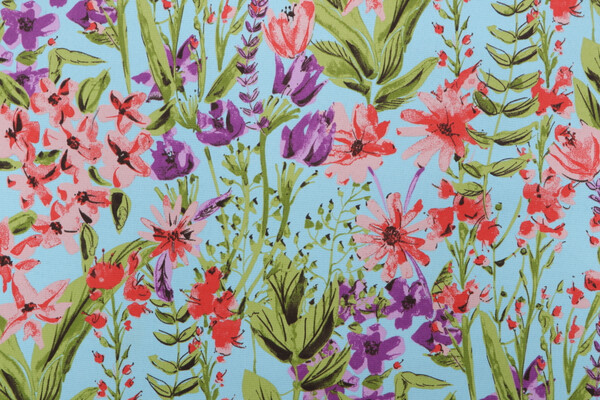 Terrasol - Gloria Printed Polyester Outdoor Fabric in Aqua