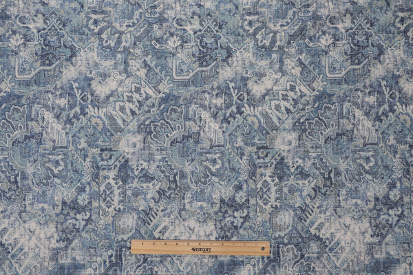 PK Lifestyles Cumbrae Printed Chenille Decorator Fabric in Denim