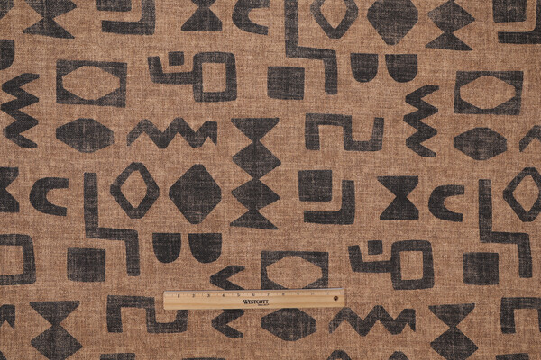 PK Lifestyles Secret Code Printed Cotton Blend Drapery Fabric in Teak