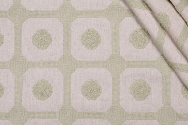 PK Lifestyles Needle And Thread Embroidered Drapery Fabric in Sage