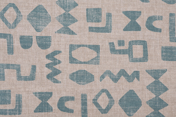 PK Lifestyles Secret Code Printed Cotton Blend Drapery Fabric in Aegean