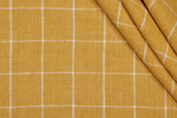 P Kaufmann Bennet Woven Linen Decorator Fabric in Yolk