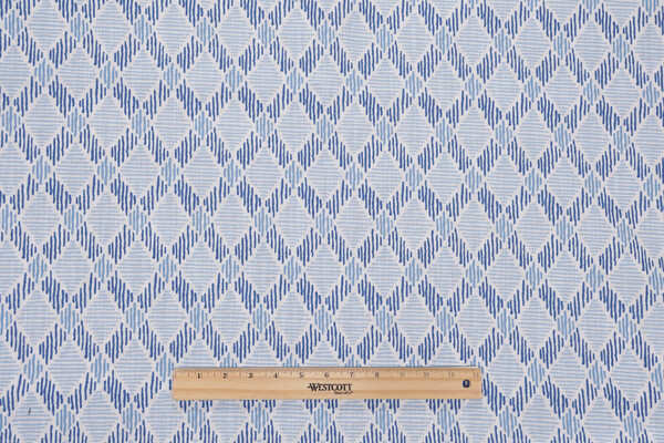 Schumacher Dexter Printed Polyester Outdoor Fabric in Blue