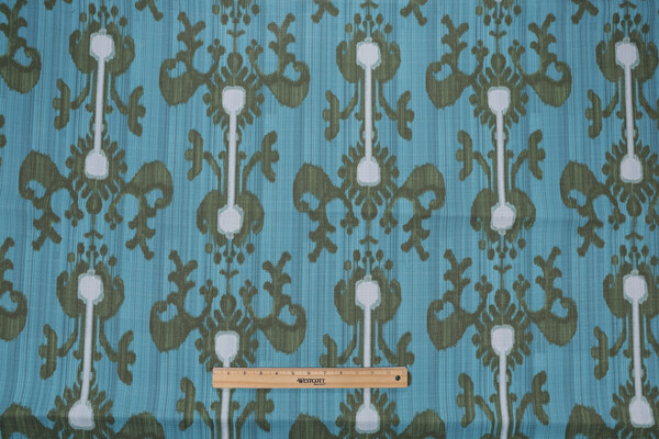Retro Ikat Printed Outdoor Fabric in Sky