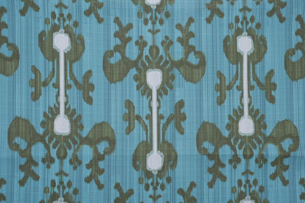 Retro Ikat Printed Outdoor Fabric in Sky