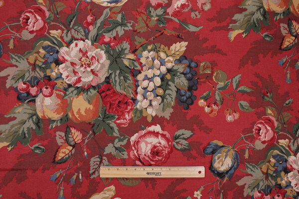 P Kaufmann Queensland Printed Cotton Drapery Fabric in Crimson