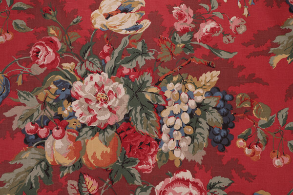 P Kaufmann Queensland Printed Cotton Drapery Fabric in Crimson