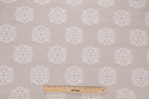 Flower Tops Woven Upholstery Fabric in Twine