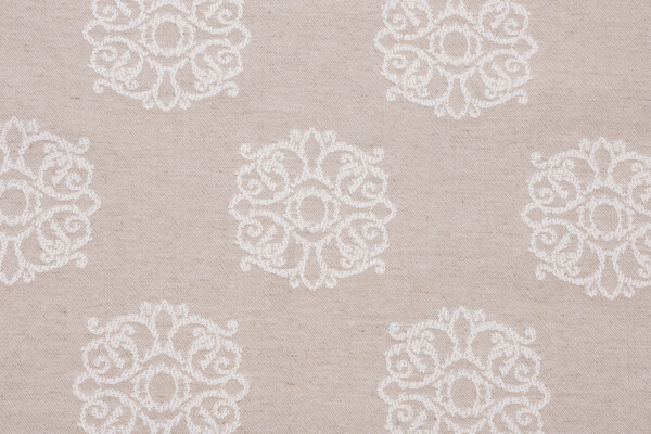 Flower Tops Woven Upholstery Fabric in Twine