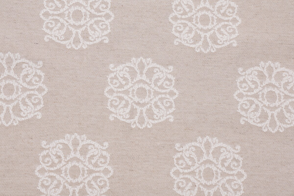 Flower Tops Woven Upholstery Fabric in Twine