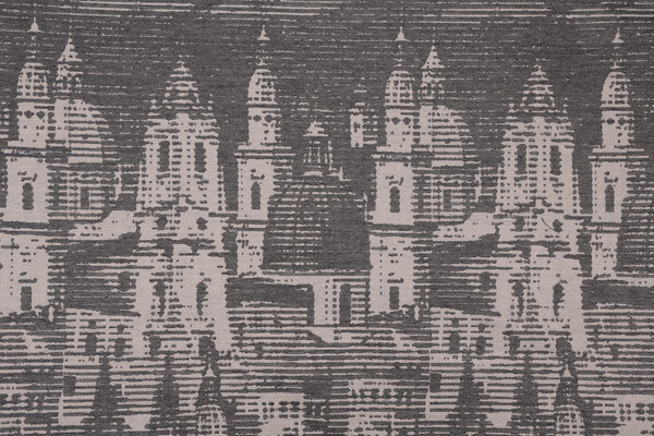 Sunbrella City Skyline Woven Solution Dyed Acrylic Outdoor Fabric in Taupe & Black 