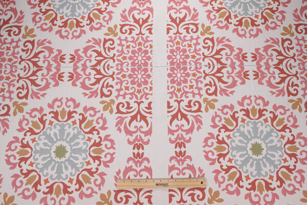 Sample of Sunbrella Molto Medallion 4601 Woven Solution Dyed Acrylic Pillow Square Outdoor Fabric in Mist 