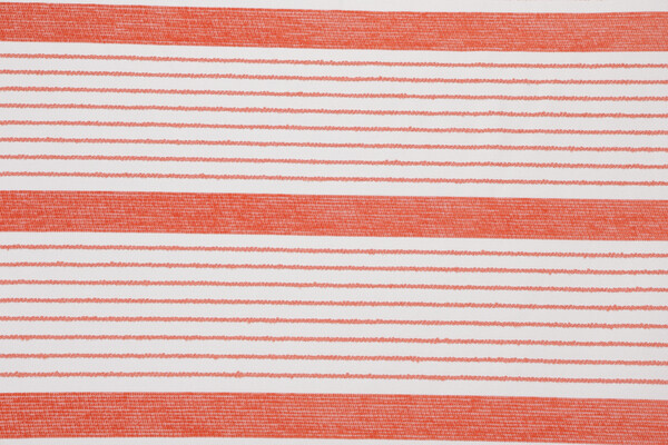 Sample of Bella Dura Porter Stripe Woven Polyolefin Chenille Outdoor Fabric in Coral 