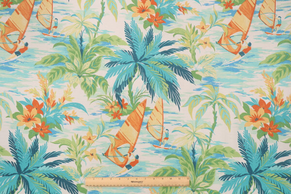 Tommy Bahama Wind Surfers Printed Polyester Outdoor Fabric in Mangrove