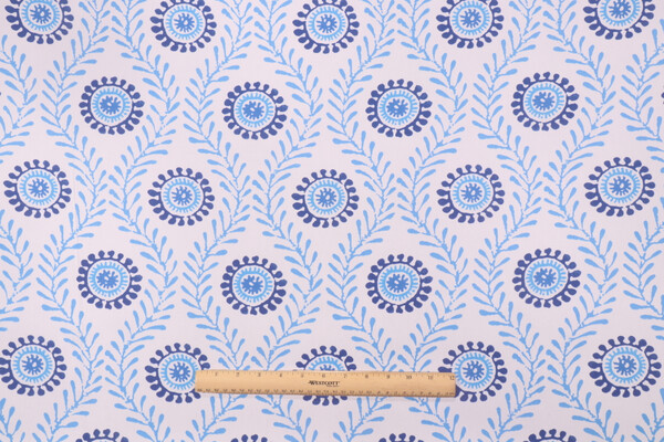 Waverly Fresh Spin Printed Cotton Drapery Fabric in Luna