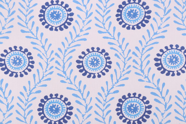 Waverly Fresh Spin Printed Cotton Drapery Fabric in Luna