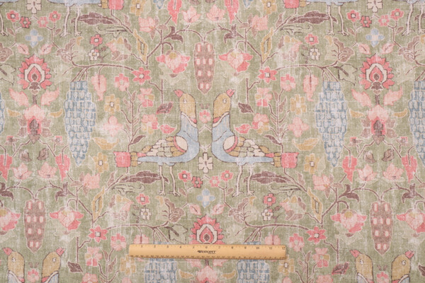 P Kaufmann Locanda Printed Cotton Drapery Fabric in Celery