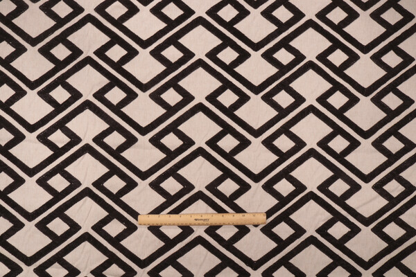 P Kaufmann Accolade Embroidered Drapery Fabric in Onyx