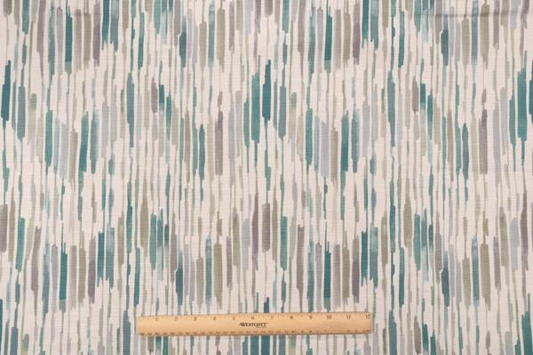 Kelly Ripa Home Drizzle Printed Cotton Drapery Fabric in Seaglass